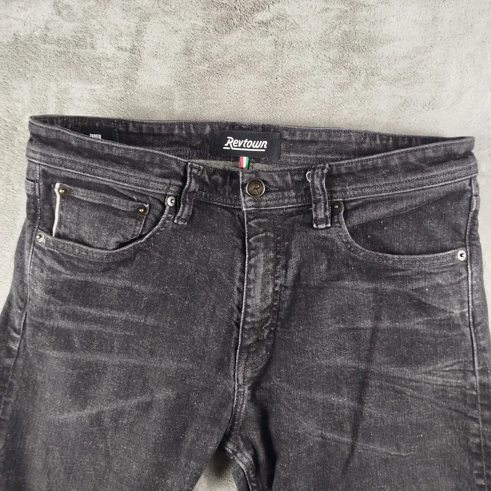 Revtown Jeans Mens Size 34x30‎ Black Selvedge Decade Denim Tapered Stretch